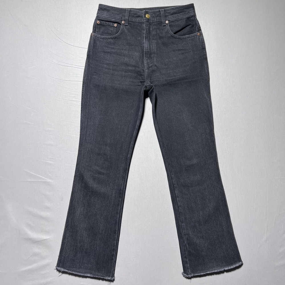 B Sides Straight Raw Hem Jeans Womens 25 Washed Black‎ High Rise Denim Made USA